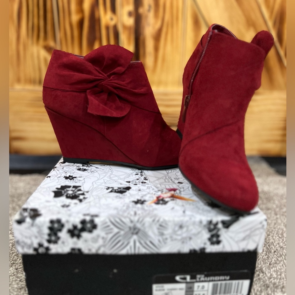 Brand new- red suede booties